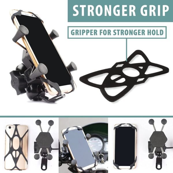 Bike Mobile Holder Charger & Phone Holder Bike Mobile Holder Version 2 for All Bikes Scooters (5V-2A Black) Genuine Accessories - Image 7