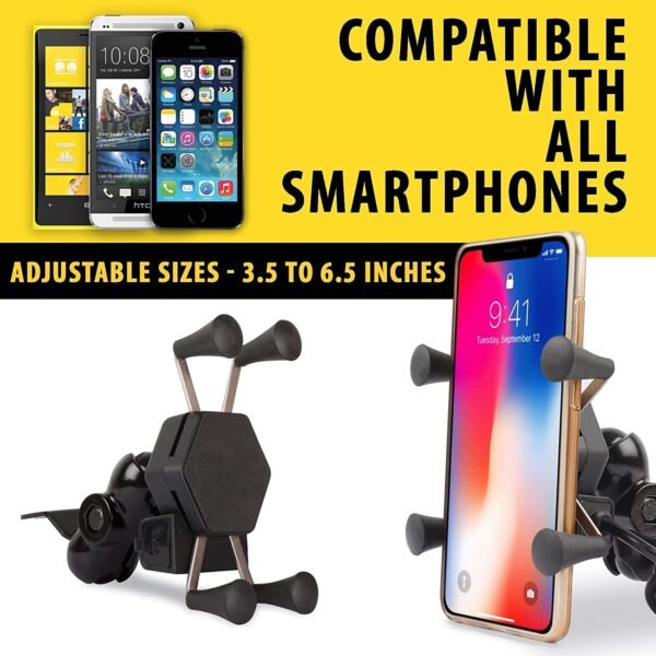 Bike Mobile Holder Charger & Phone Holder Bike Mobile Holder Version 2 for All Bikes Scooters (5V-2A Black)