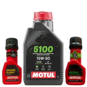 MOTUL 5100 15W-50 4T Engine Oil 1L Combo Pack Motomarvel Offer